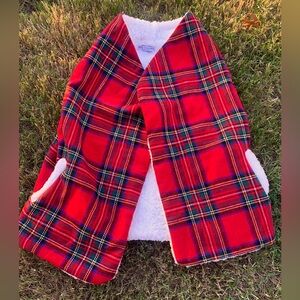 New NWT Red Plaid Fall/Winter Open Vest Thick Fleece Sherpa Style Women’s Top